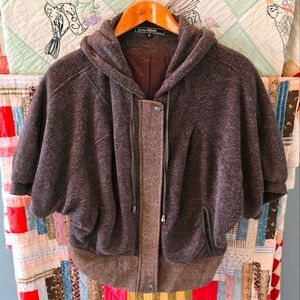 Love Stitch Mauve Hooded Zip-up Poncho Jacket Women's L